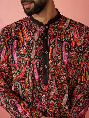 Multicolor kurta with cream pyjama - printed eid set 2