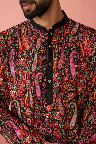 Multicolor kurta with cream pyjama - printed eid set