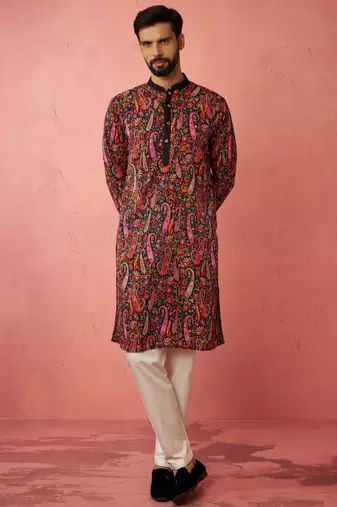 Multicolor kurta with cream pyjama - printed eid set