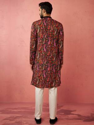 Multicolor kurta with cream pyjama - printed eid set 5