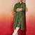 green bandhani kurta set with cream pant and dupatta - traditional collection
