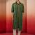 green bandhani kurta set with cream pant and dupatta - traditional collection
