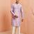 Purple silk kurta pyjama set - hand embroidery ethnic motif traditional festival wear