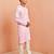 pink chikankari kurta with cream pant - traditional embroidered set