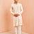 Beige chikankari kurta with cream pant - festive embroidered set