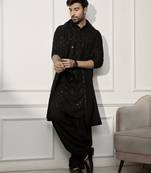 black kurta patiala set with dupatta – chikankari kurta, patiala bottom, rayon dupatta – perfect for grand celebrations.