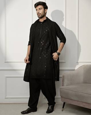 black kurta patiala set with dupatta – chikankari kurta, patiala bottom, rayon dupatta – perfect for grand celebrations. 4