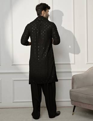 black kurta patiala set with dupatta – chikankari kurta, patiala bottom, rayon dupatta – perfect for grand celebrations. 5