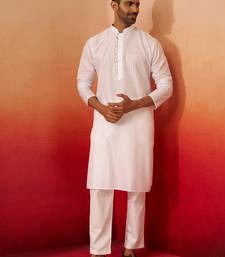 white wave pattern kurta with pyjama - elegant geometric set