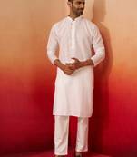 white wave pattern kurta with pyjama - elegant geometric set