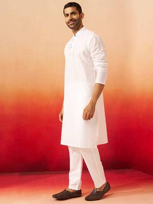 white jacquard kurta with pyjama - classic barfi pattern set 3