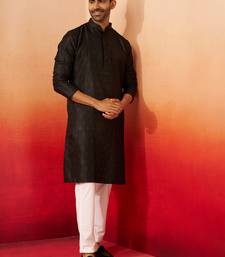 black jacquard kurta with pyjama - sophisticated ethnic set