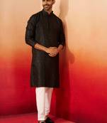 black jacquard kurta with pyjama - sophisticated ethnic set