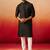 black jacquard kurta with pyjama - sophisticated ethnic set