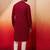 red thread embroidered kurta with pyjama - band collar traditional set