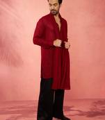 Complete maroon kurta set with pant and dupatta - 3 piece traditional festive ensemble