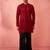 Maroon georgette embroidered kurta with black satin palazzo pant set - traditional festive wear