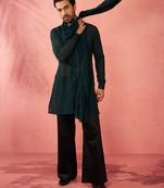 Complete bottle green kurta set with pant and dupatta - 3 piece festive ethnic wear