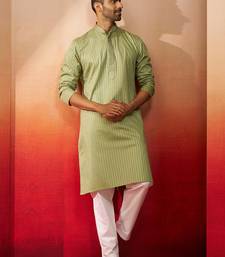 mint green thread embroidered kurta with pyjama - fresh textured set
