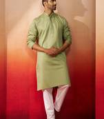 mint green thread embroidered kurta with pyjama - fresh textured set