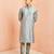 Grey viscose kurta with churidar - traditional ethnic set
