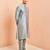 Grey viscose kurta with churidar - traditional ethnic set