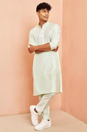 mint green viscose kurta with mint green pant - festive collection