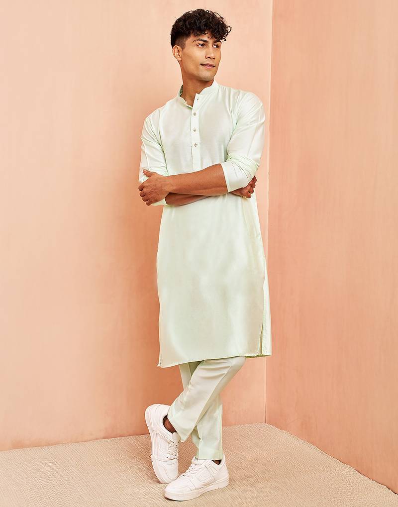 mint green viscose kurta with mint green pant - festive collection
