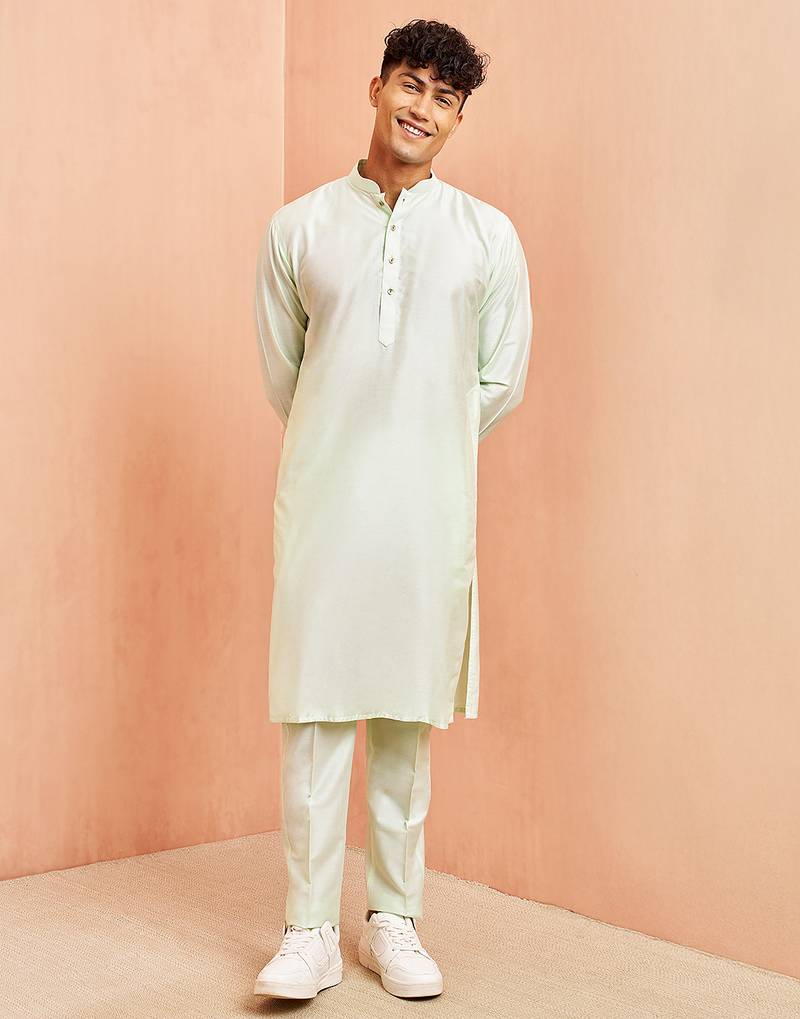 mint green viscose kurta with mint green pant - festive collection