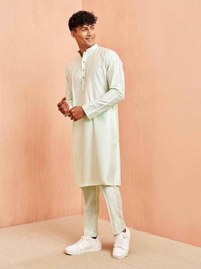 mint green viscose kurta with mint green pant - festive collection