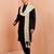 Black silk kurta pyjama set - 3 piece with white dupatta wedding wear