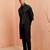 Black 3-piece viscose kurta pyjama dupatta set - traditional festival wear