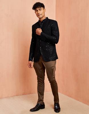 black jodhpuri with mehendi green breeches - wedding special set 1