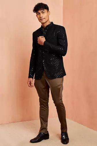 black jodhpuri with mehendi green breeches - wedding special set