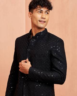 black jodhpuri with mehendi green breeches - wedding special set 2