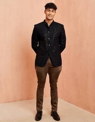 black jodhpuri with mehendi green breeches - wedding special set 3