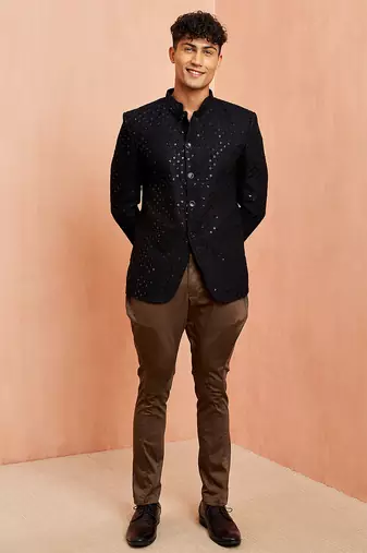 black jodhpuri with mehendi green breeches - wedding special set