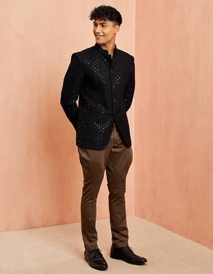 black jodhpuri with mehendi green breeches - wedding special set 4