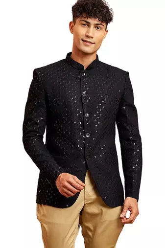 black jodhpuri with chiku breeches - wedding special set