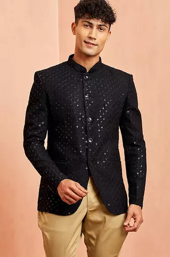 black jodhpuri with chiku breeches - wedding special set