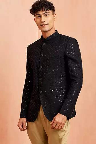 black jodhpuri with chiku breeches - wedding special set