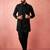 Black jacquard nehru jacket with satin kurta 3-piece wedding set