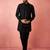 Black jacquard nehru jacket with satin kurta 3-piece wedding set