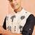 Ethnic jacket kurta set - cream block print nehru jacket black short kurta