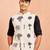 Ethnic jacket kurta set - cream block print nehru jacket black short kurta