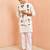 Cream ethnic set - block print nehru jacket mid length kurta white pyjama