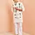 Cream ethnic set - block print nehru jacket mid length kurta white pyjama