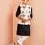 3 piece ethnic set - cream block print nehru jacket black kurta white pyjama