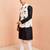 3 piece ethnic set - cream block print nehru jacket black kurta white pyjama