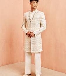 off white indo-western with cream wide leg pant - festive special set